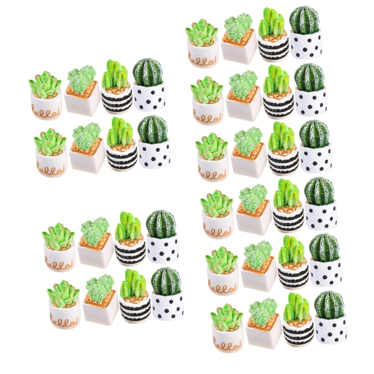 OUNONA 5 Series Mini Cactus Artificial De Resina Adornos De Jardín Miniatura Decoración De Oficina Y Hogar Plantas Simuladas De Cactus Macetas 8 Piezas X 5