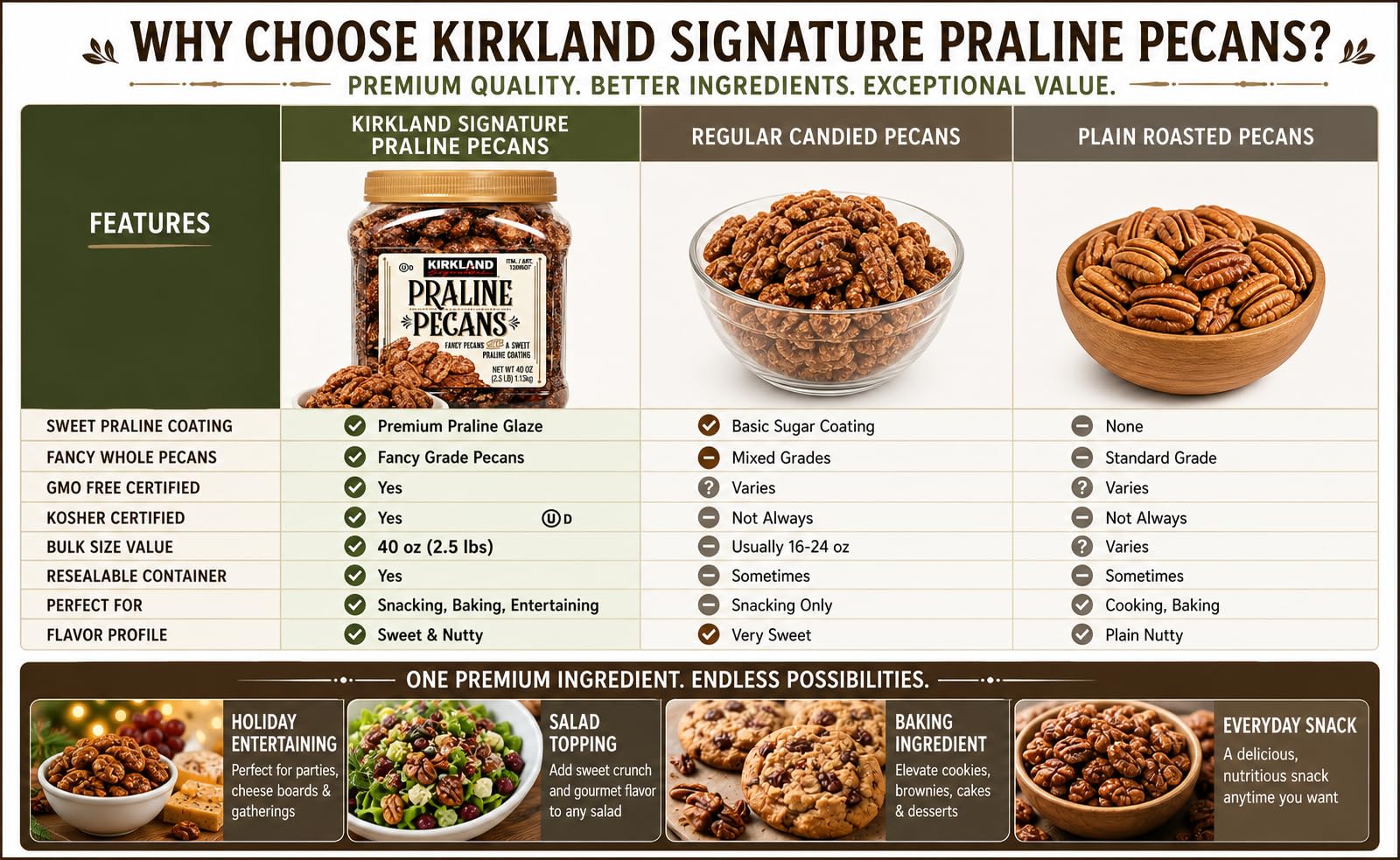 Kirkland Signature Praline Pecans, 40 oz