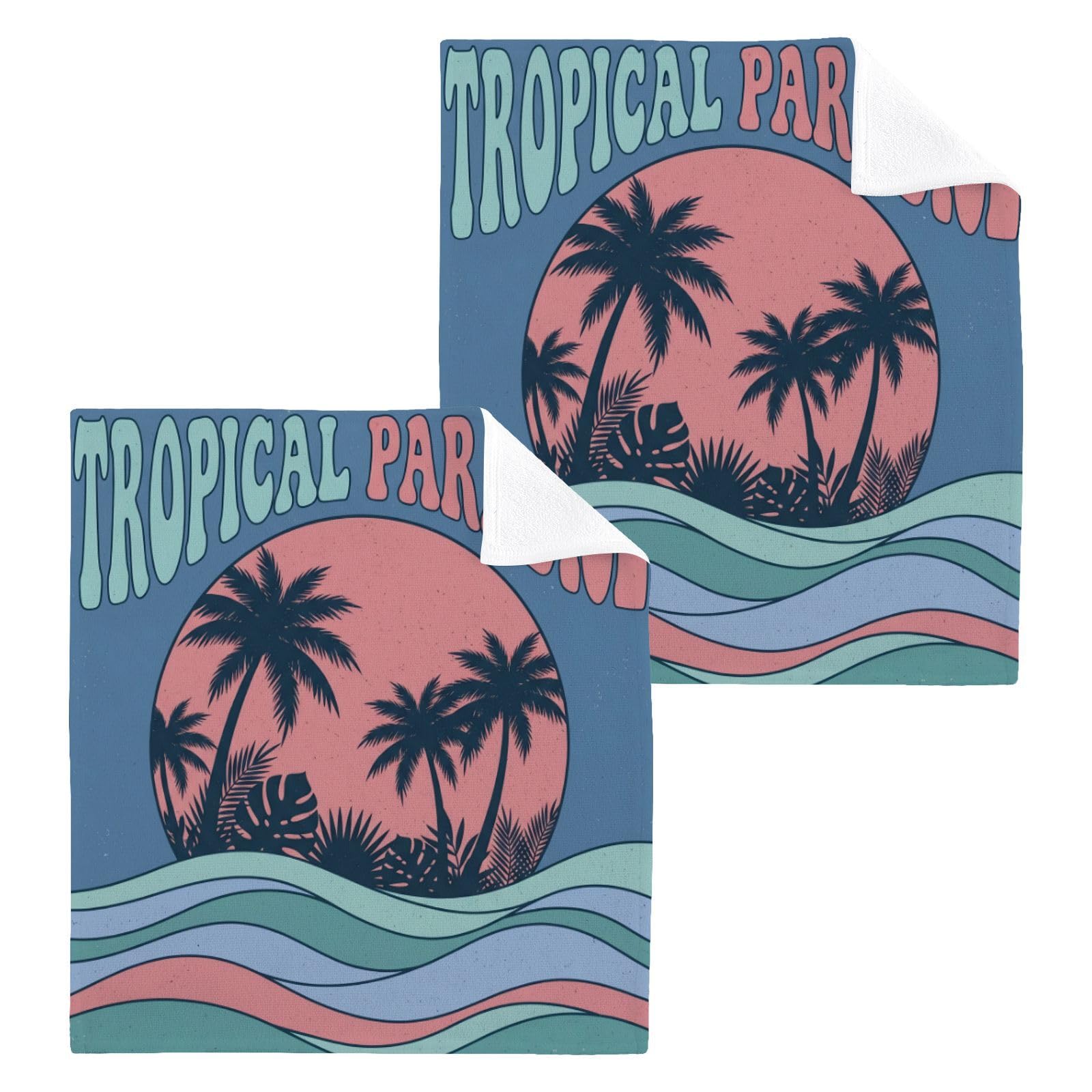BOESI Tropical Paradise Poster 12x12in Cotton Washcloth,Face Towel