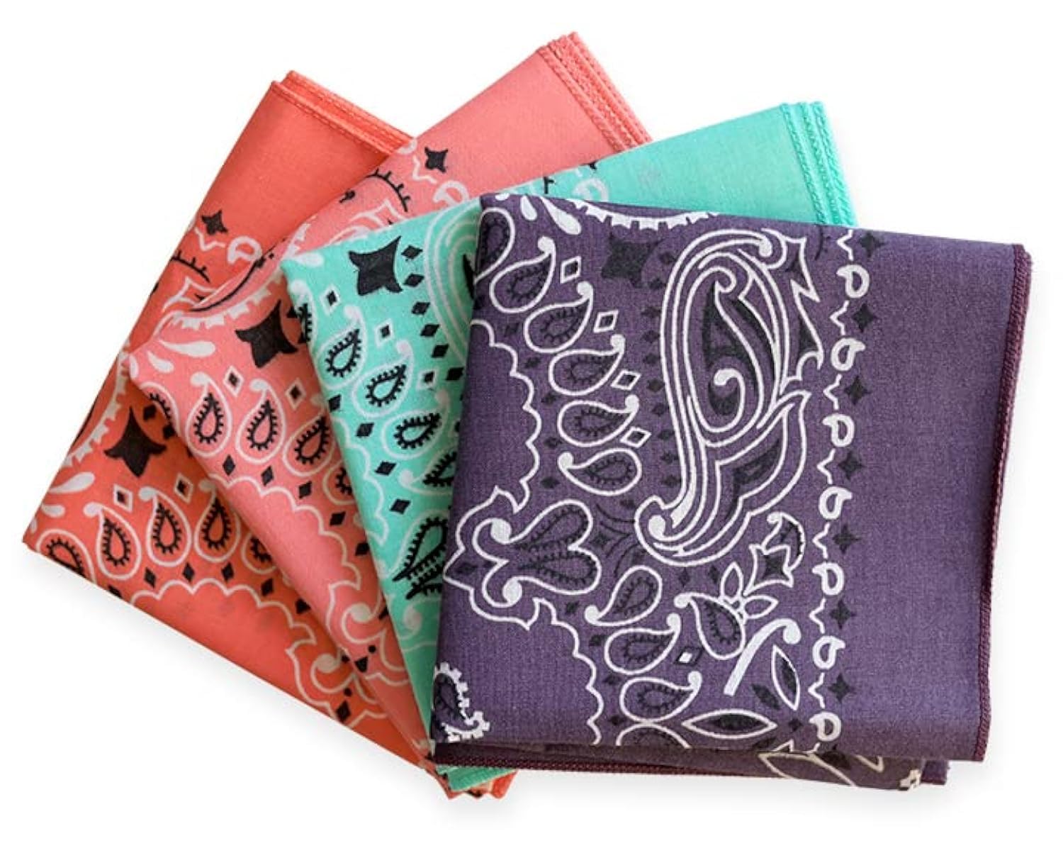 4 pack Paisley Bandana - USA Made Classic Pattern Multi-purpose Bandanas For Men and Women, 100% Cotton