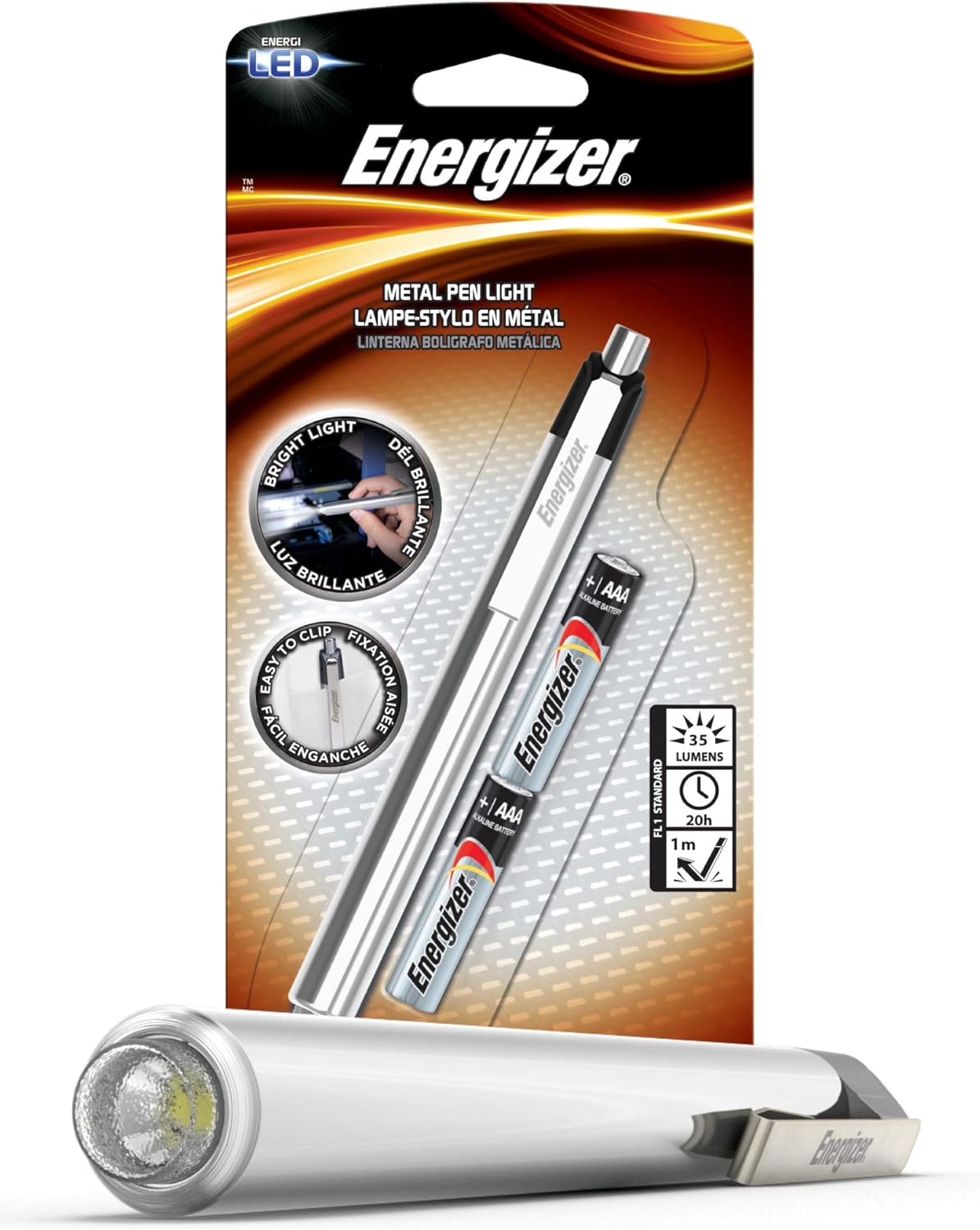 Energizer Pen Light with batteries in packaging