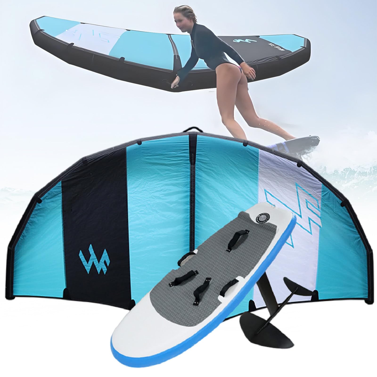 Wind Wingfoil e Tavola Hydrofoil con Hydrofoil, Tavola Hydrofoil Gonfiabile con Wind Wing Foil Gonfiabile e Hydrofoil, per Sport Acquatici all'aperto