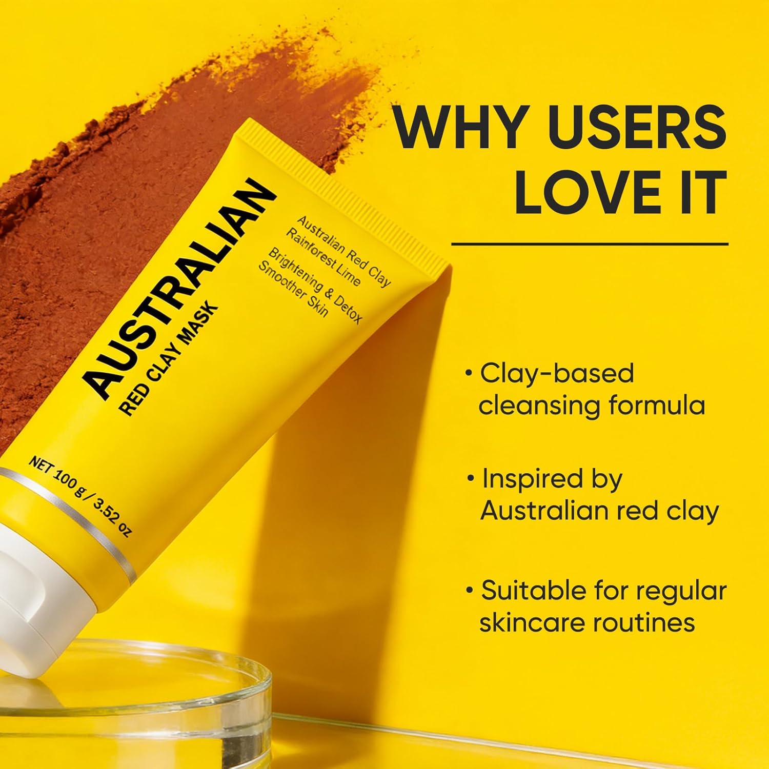 Australian Red Clay Face Mask, Mineral-Rich Detox Mud Mask with Kakadu Plum, Desert & Rainforest Lime Extracts, for Radiant-Looking, Smoother Skin, All Skin Types, 100 mL (1) - Image 5