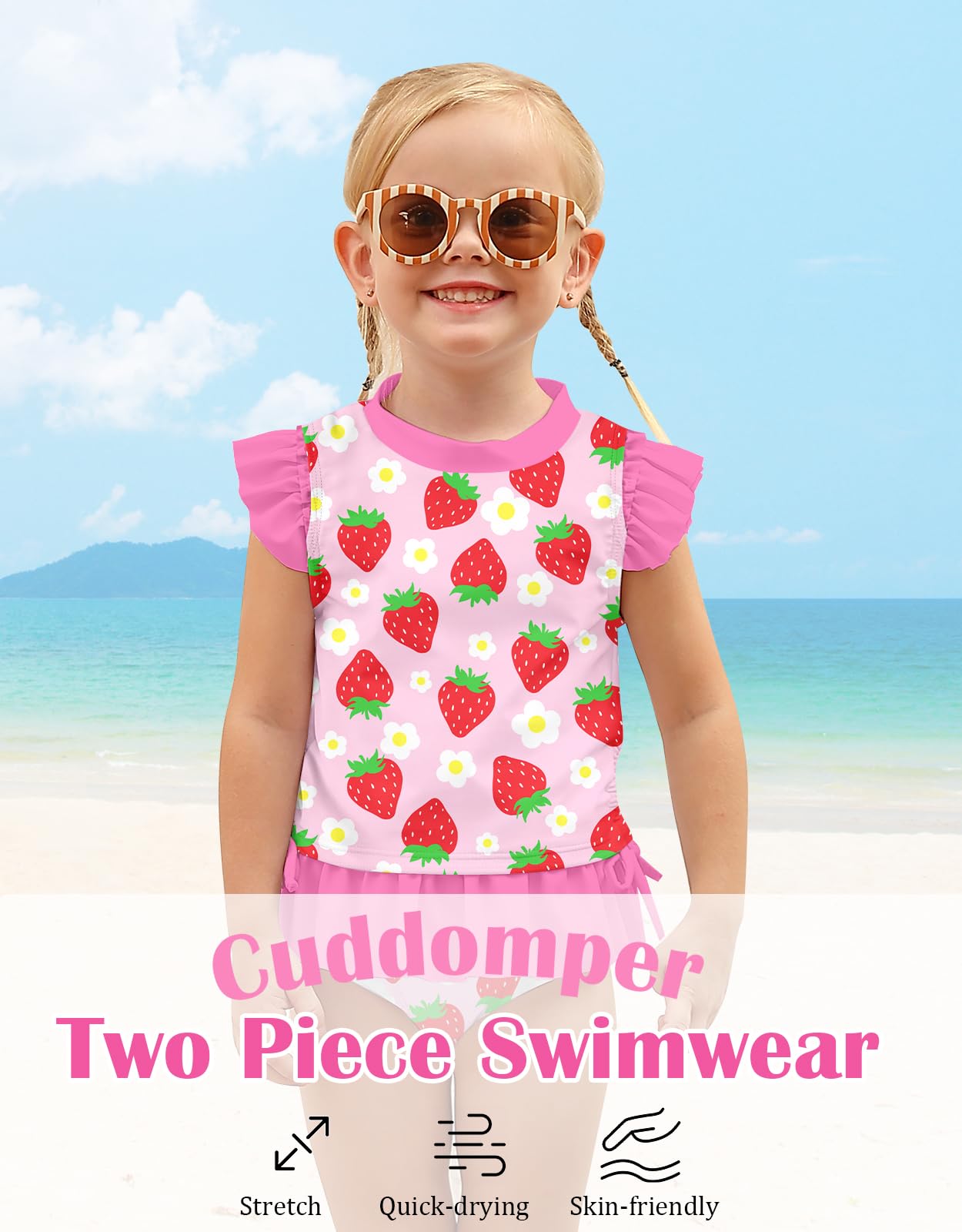 Badeanzug für Kleinkinder, Mädchen, niedlicher 2-teiliger Tankini-Badeanzug, Rüschen, Strand-Bikini, Sommer-Bademode, 2–6 Jahre