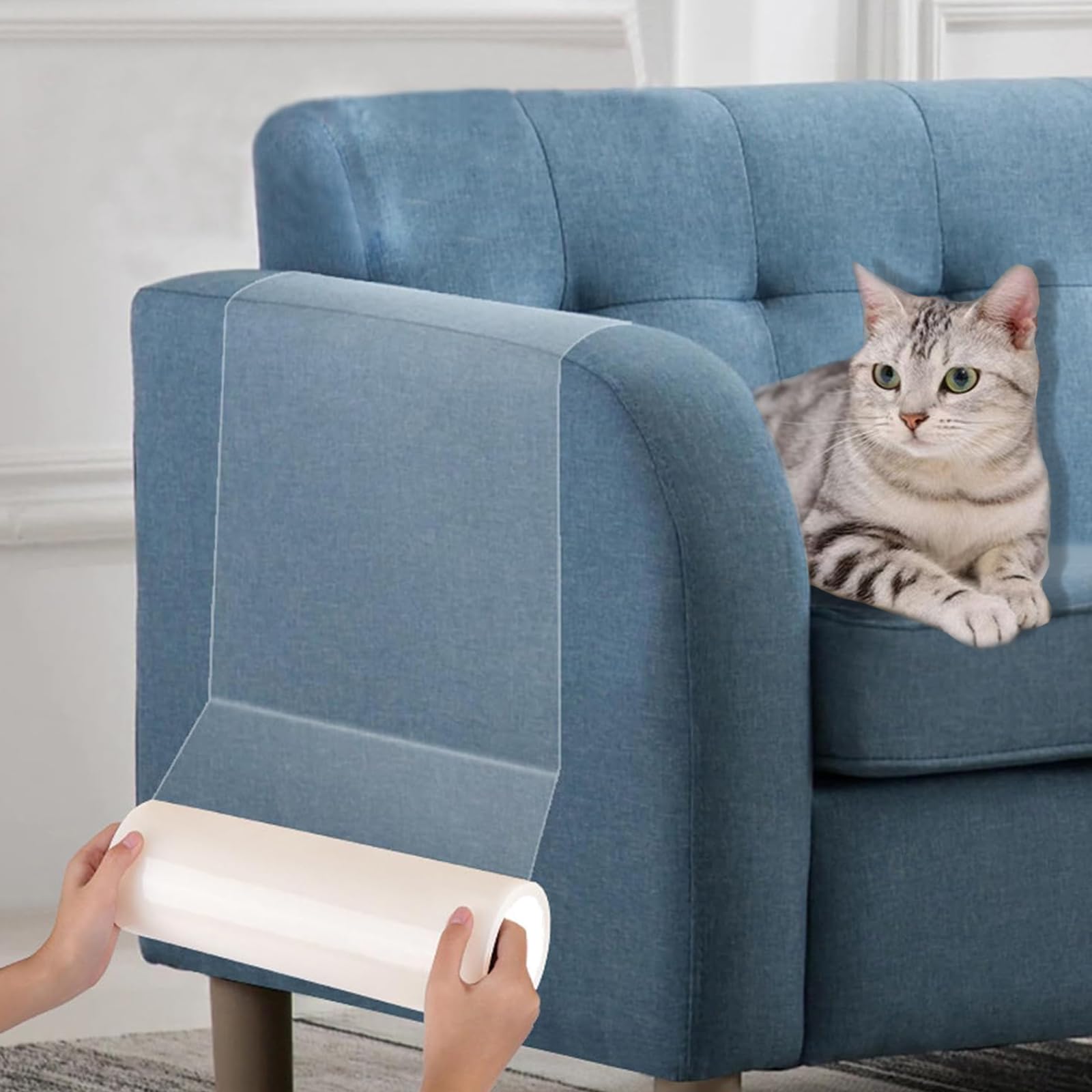 Ldzzuo Cat Anti Scratch Tape, 12" x 118" (30cmx3m) Anti Scratch Cat Furniture Protectors Sofa Protectors from Pets Clear Training Self Adhesive Tape for Carpet, Couch, Door