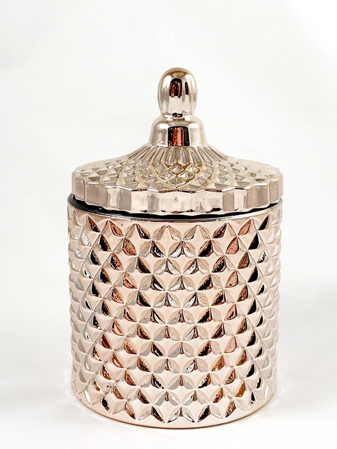Geo Cut Glass Jar Decorative Multipurpose Jar Rose Gold Great Idea