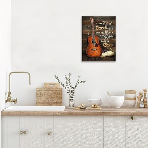 Miniatura 5 de Lienzo de guitarra para pared, cuadros musicales vintage para cocina, sala de estar, dormitorio, baño, oficina, impresión de guitarra retro, pintura