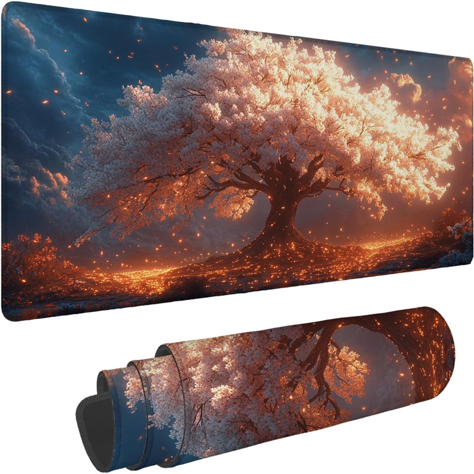 Gamingowa podkładka pod mysz 1200 x 600 x 3 mm, XXL, wodoszczelna, odporna na ścieranie, z przyszytymi krawędziami, niebieska, podkładka na biurko, poprawia prędkość i precyzję, do komputera, laptopa