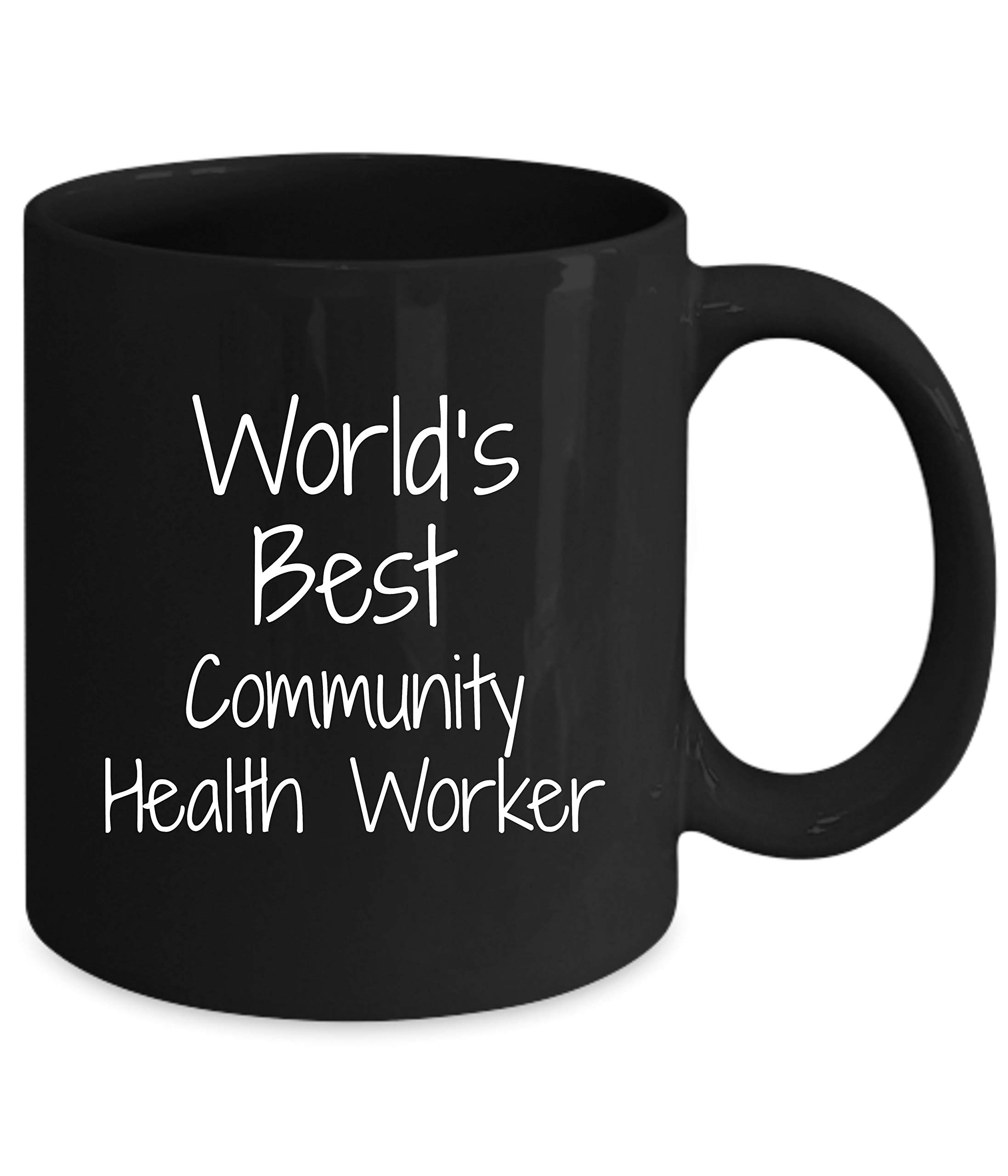 CustomLily Gift For Community Health Worker - World's Best - Fun Novelty Gifts Idea Coffee Tea Cup Funny Presents Birthday Christmas Anniversary Thank You Appreciation 11oz Black Mug