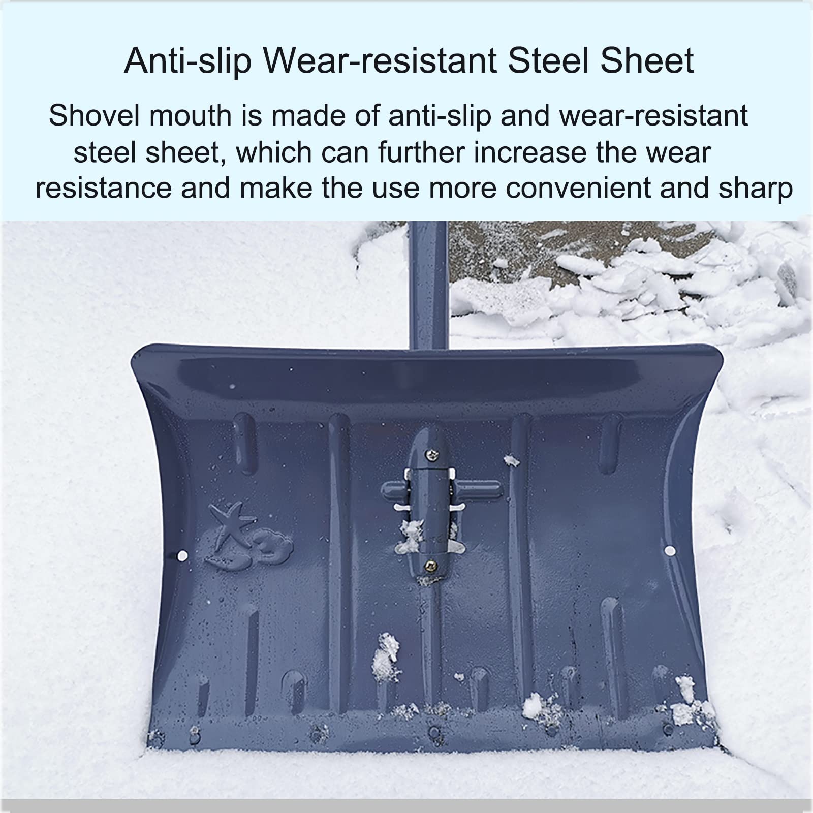 Pala de Nieve, Cabeza de Pala, Palas cuadradas con Mango en T de Madera o Mango Recto, Palas de Nieve Resistentes y duraderas, ergonómicas, Fuerte Capacidad de Carga, para Entrada,