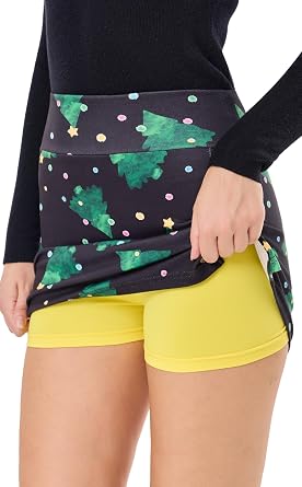 sissycos Womens Mini Skorts Skirts Split Hem Elastic High Waisted Holiday Printed Party Club Skirt