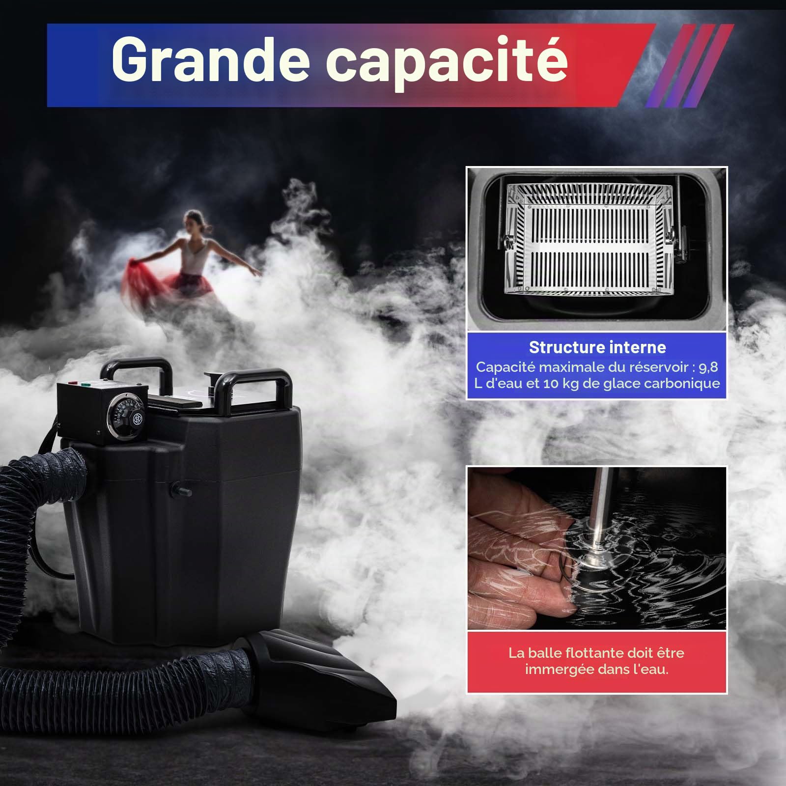 Machine à fumée 3500 W, Machine à brouillard de sol Dry Ice, DJ Party Glace sèche Fog Machine, Couverture de fumée, Pour Noël, fêtes de mariage et spectacles sur scène, etc