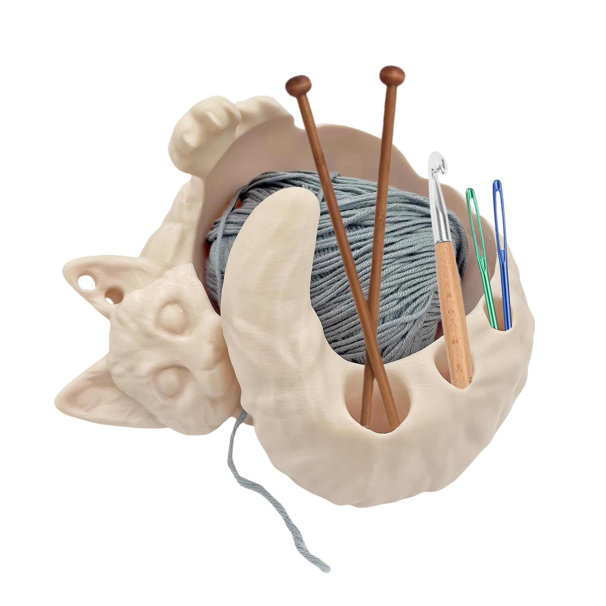 3D Yarn Bowl For Crocheting, Lovely Sleeping Cat Yarns Holder Organizer