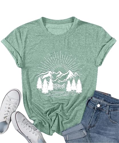 Hiking Shirt for Women Funny Nature Sunrise Graphic Mountain T