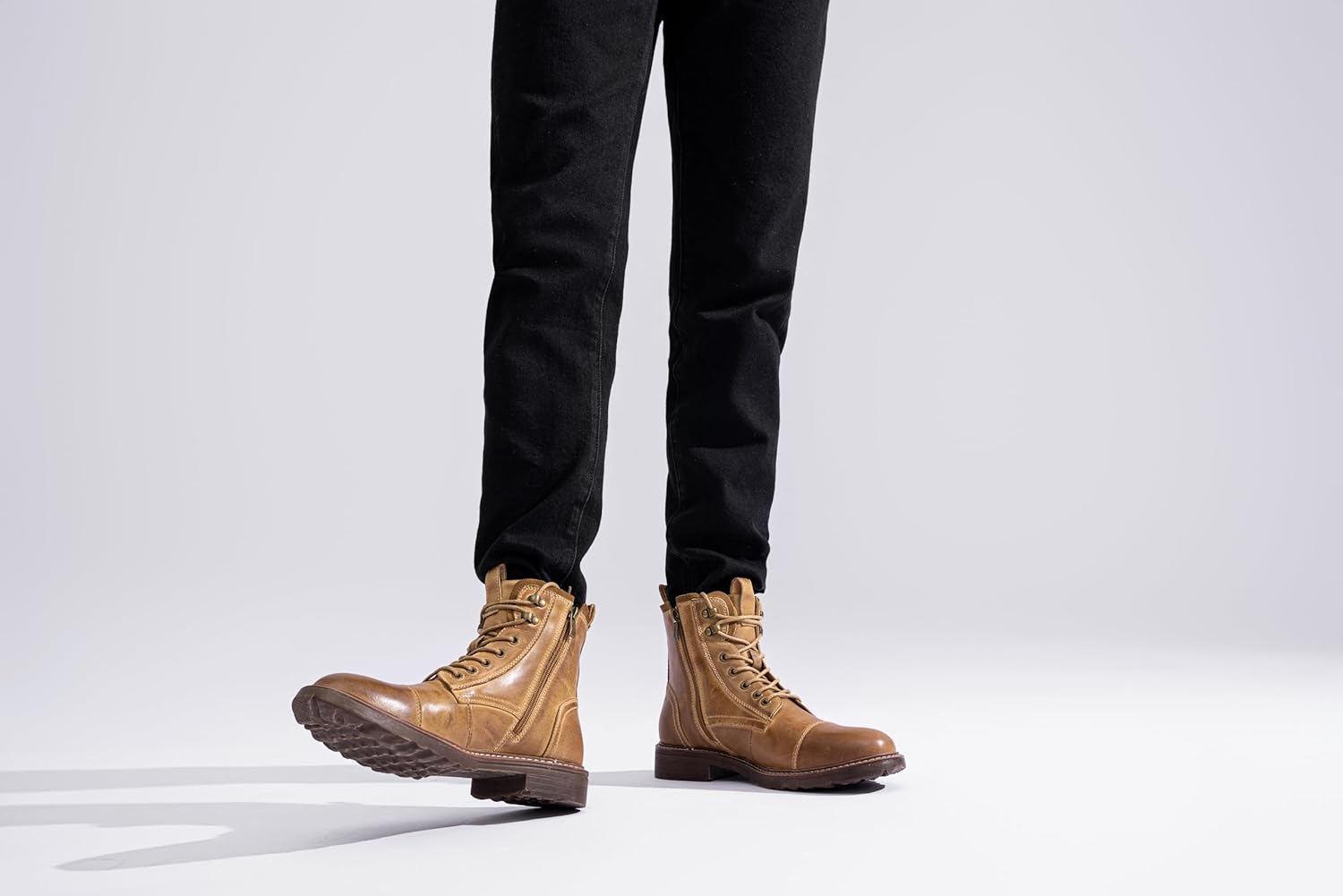 Vostey Mens Boots Motorcycle Casual Boots for Men Zipper Fashion Chukka Boots Mens - Image 8