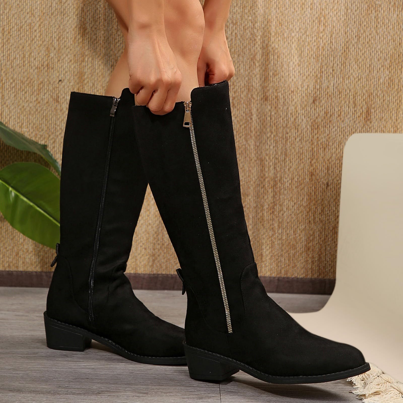 Generisch Donna primavera e stile europeo e americano pizzo tacco alto stivali antiscivolo scarpe donna cura