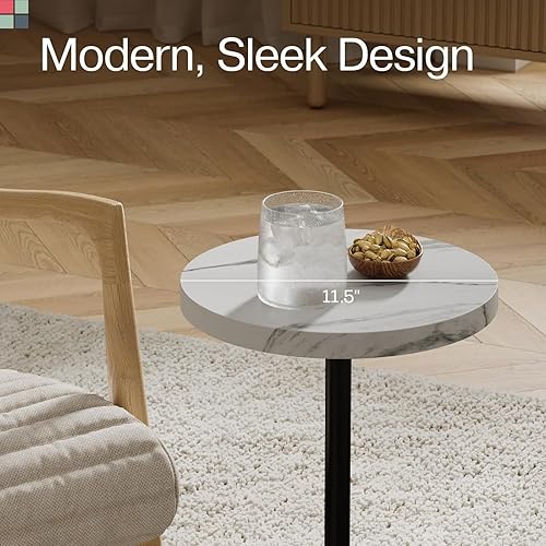 Miniatura 7 de Mesa redonda de metal para bebidas, escritorio de bebidas con pedestal, muebles modernos para el hogar, dormitorio y sala de estar, mesa auxiliar de