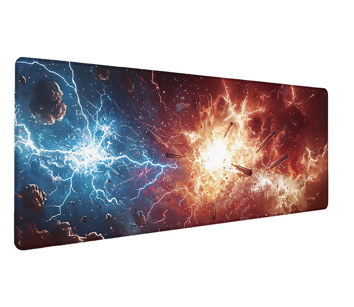 Podkładka pod mysz do gier XXL wielokolorowa krajobraz, mata na biurko XXL - 1400 x 600 x 3 mm - pod biurko, mysz dla graczy antypoślizgowa gumowa podkładka pod mysz zszyte krawędzie, dla graczy