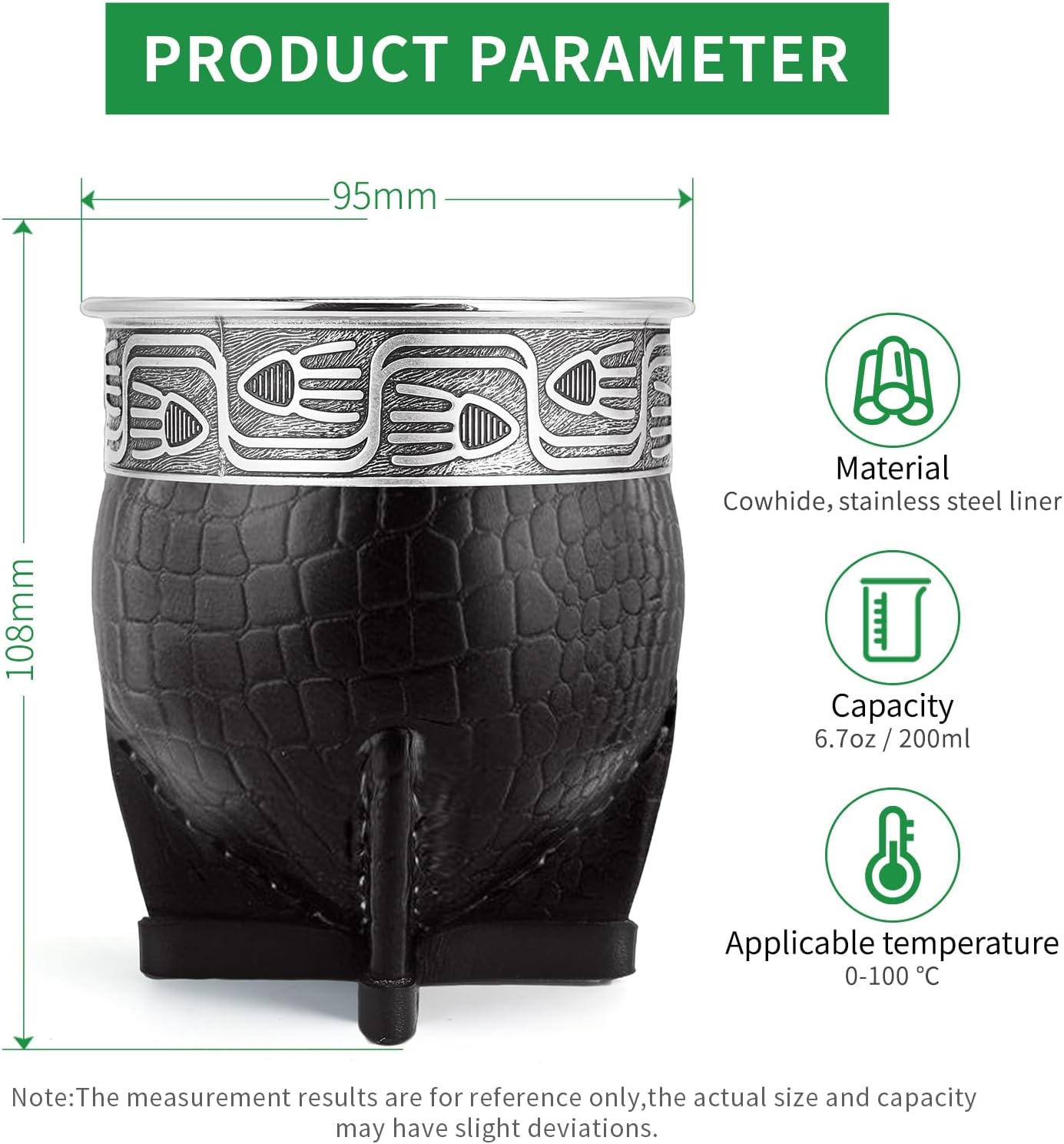 Imperial Mate Gourd with Bombilla Set, Yerba Mate Tea Cup, Mate Straw and a Cleaning Brush Included, Guarda Rupestre - Fish Style (Black) - Image 3