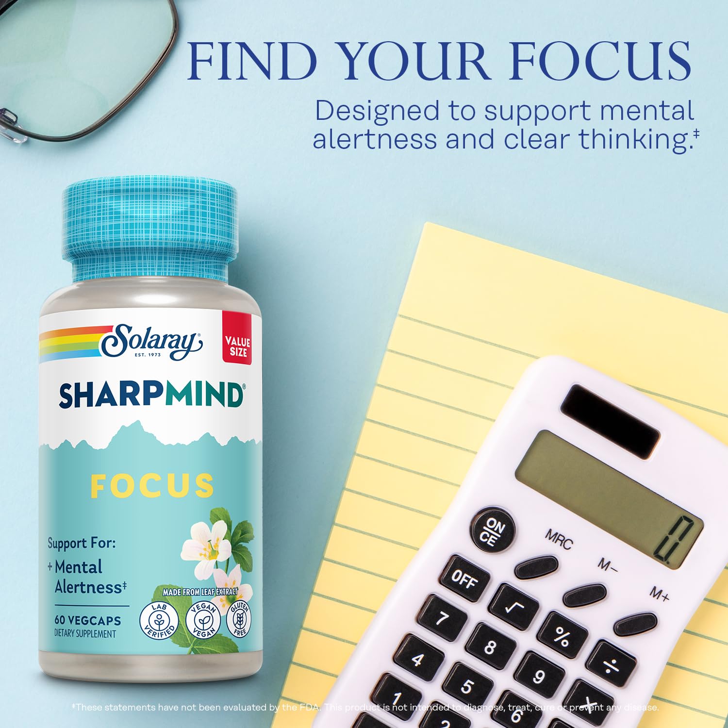 SOLARAY SharpMind Focus, Mental Alertness Nootropic Supplement for Healthy Brain Fog, Cognizin Citicoline, Lions Mane Mushroom, Bacopa Monnieri, 60 Day Money Guarantee, 60 Serv 60 Veg Caps — Amazon image 3