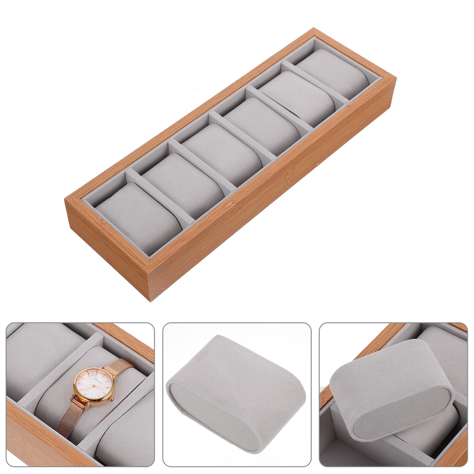 Abaodam Bandeja Organizadora de Relojes de Madera Diseño Elegante y Material Sintético para Proteger Relojes y Joyas en Tocador o Uso Corporativo