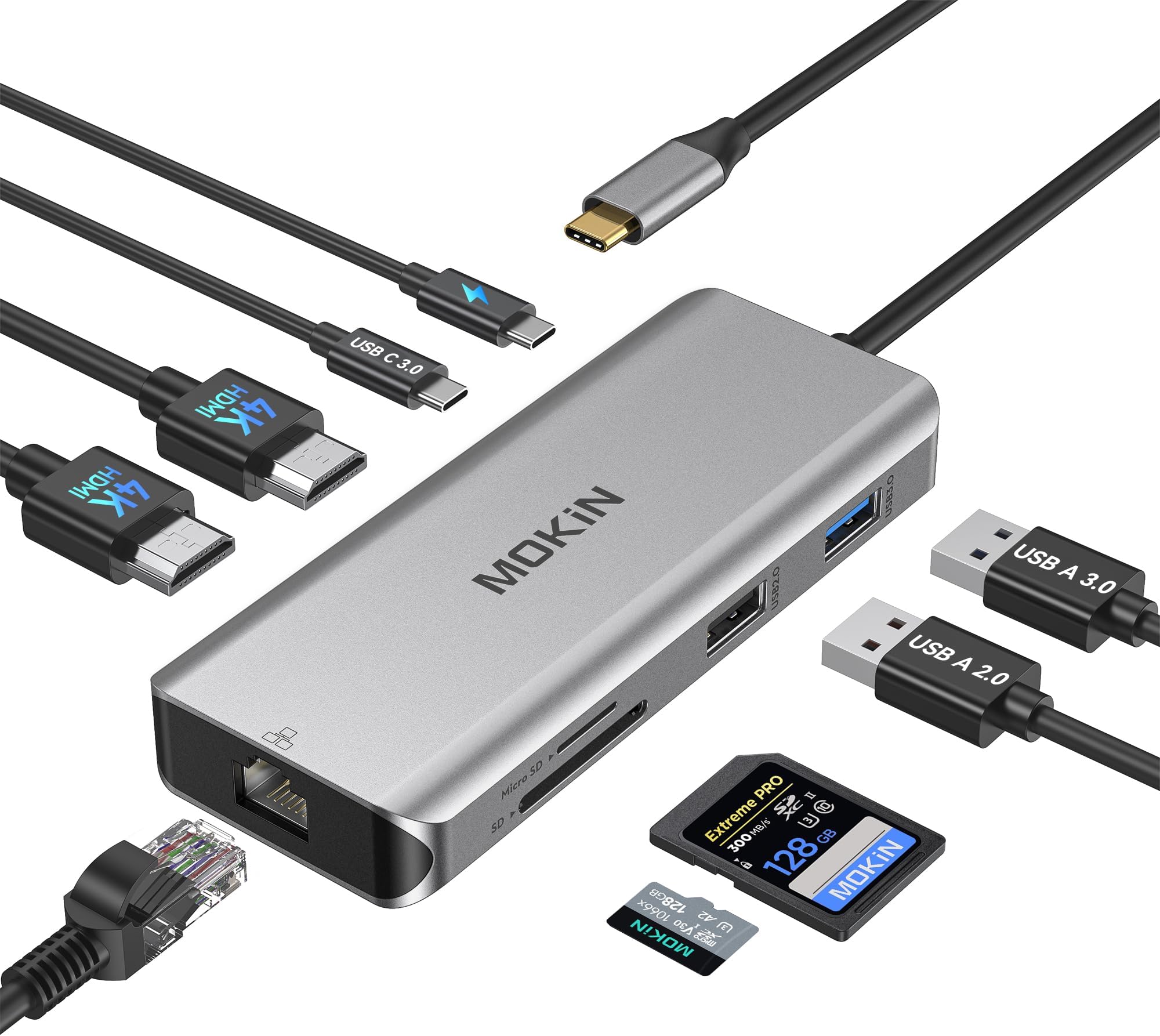 USB C Docking Station Dual Monitor For Laptop, 14 In 1 USB C Hub Adapter Thunderbolt 3 To Dual - View #6