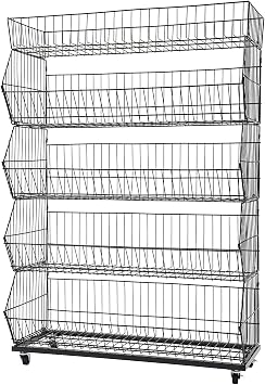 5-Tier Heavy Duty Retail Display Rack with 4 Lockable Wheels, 90x45x140cm Commercial Display Shelf for Shops, Stores & Boutiques, Multi-Purpose Merchandise Organizer & Product Display Stand