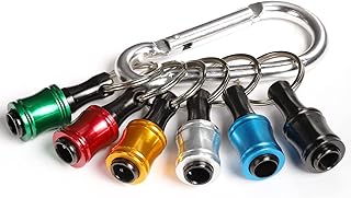 katerk 6pcs 1/4 inch Hex Shank Aluminum Alloy Screwdriver Bits Holder Light-weight Quick-change Extension Bar Keychain Drill Screw Adapter Change Portable（6 Colors With Silver Carabiner)