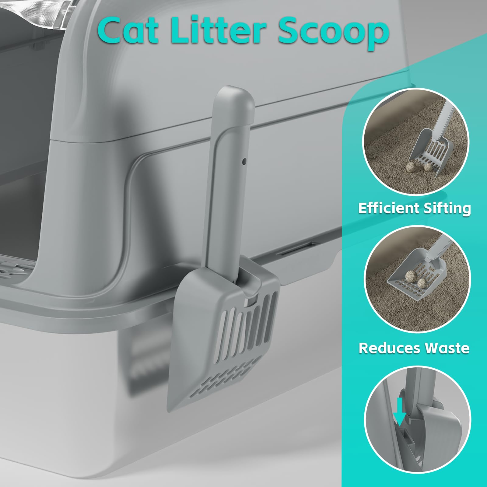 Extra Large Litter Box for Big Cats, Stainless Steel Cat Litter Box with High Side, Without Leakage and Stick, Includes Litter Scoop (Black) - image 6