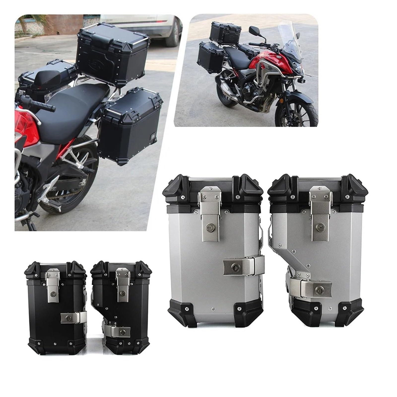 Bolsa de Moto Caja Lateral De Aluminio para Motocicleta De 35L/38L Universal para Sillín De Motocicleta Lateral Derecho Oculta Guardar Equipaje Mochila para Motocicleta(35L Black (1 Pair))
