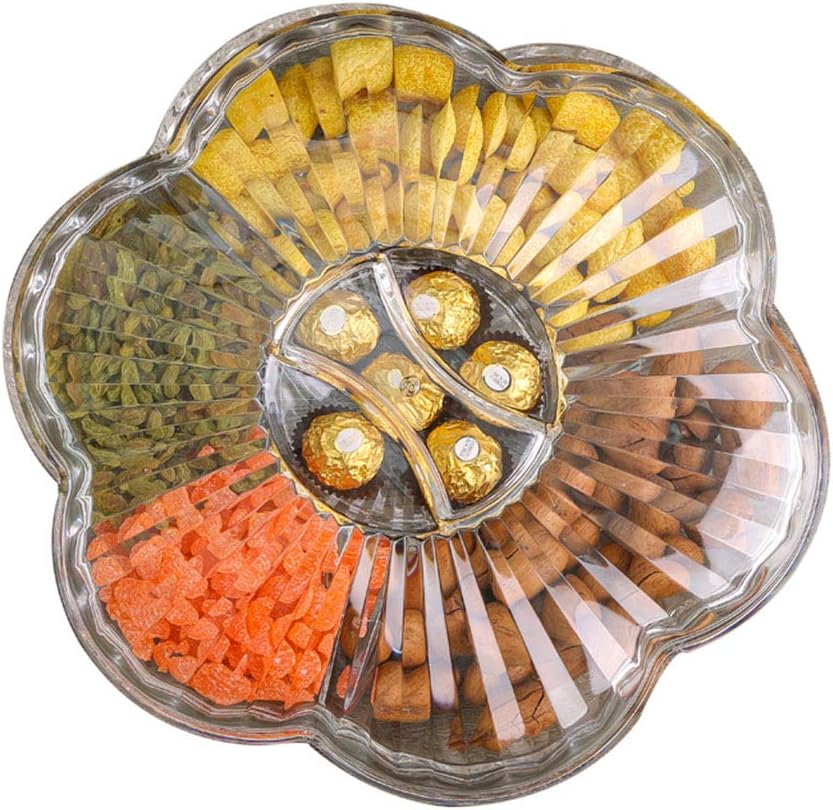 JANSUDY Snack Tray Living Room Acrylic Compartment with Lid Candy Box Can Be Stored Candy/Peanut/Dried Fruit