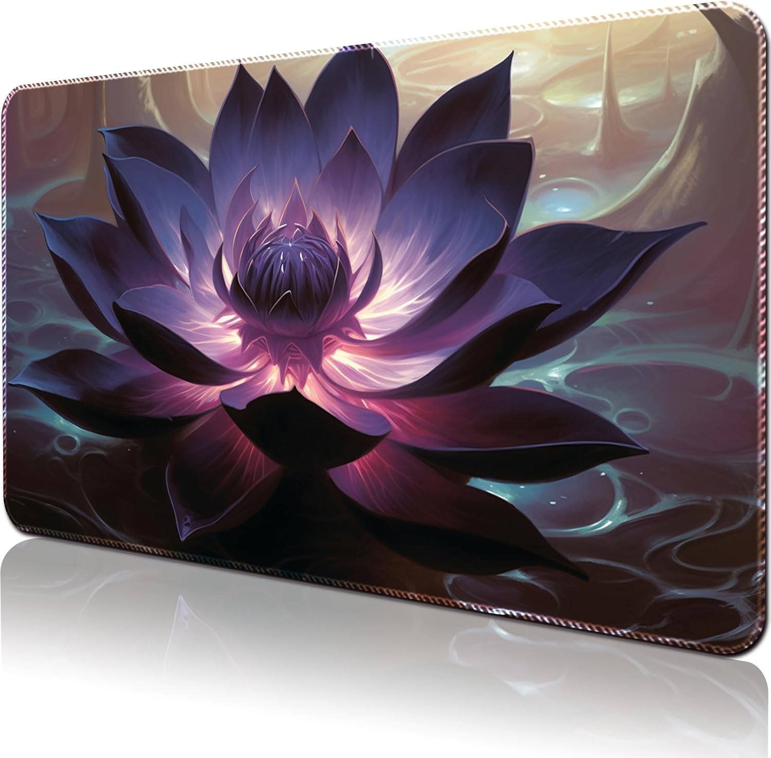 Playmat Board Game MTG Duel Playmat Trading Card 23.6 x 13.8in Game Mat Stitching Edges Compatible for TCG CCG RPG OCG with Card Zones + Including Storage Bags (Black Lotus,No Zone)
