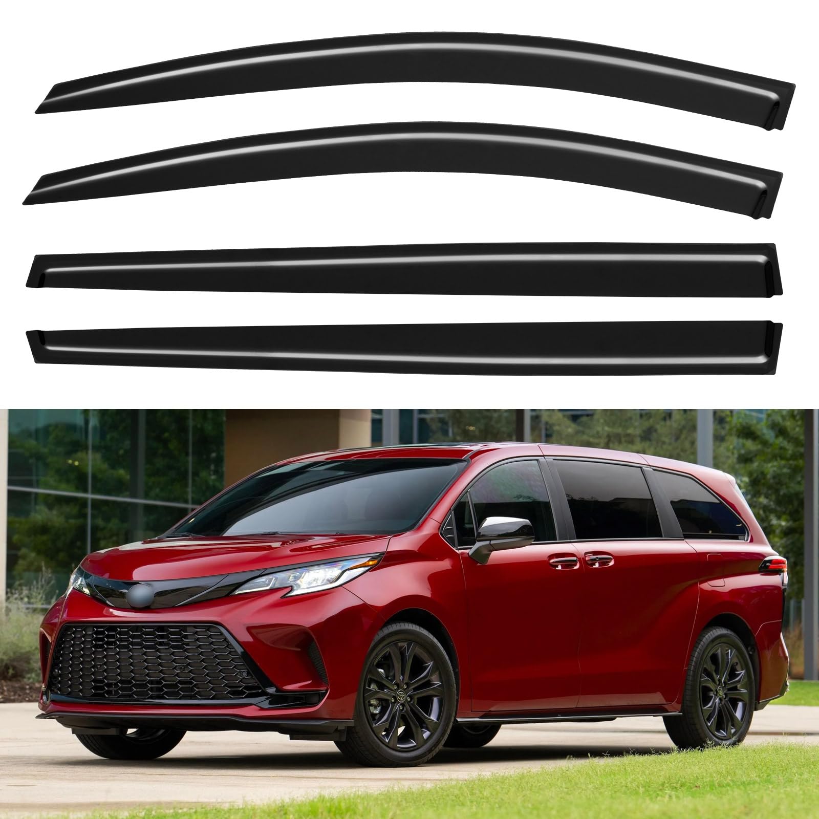 Window Visors Rain Guards for 2021 2022 2023 2024 2025 2026 Toyota Sienna | Out-Channel Window Vent Wind Deflectors Visors Shades Protectors for 21 22 23 24 25 26 Toyota Sienna