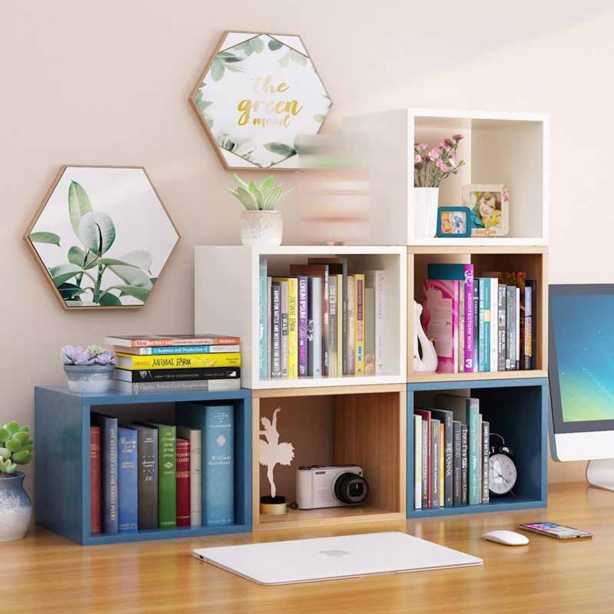 Amazon.co.jp: MJKQ9 キューブボックス 木箱 収納 什器 シェルフ 
