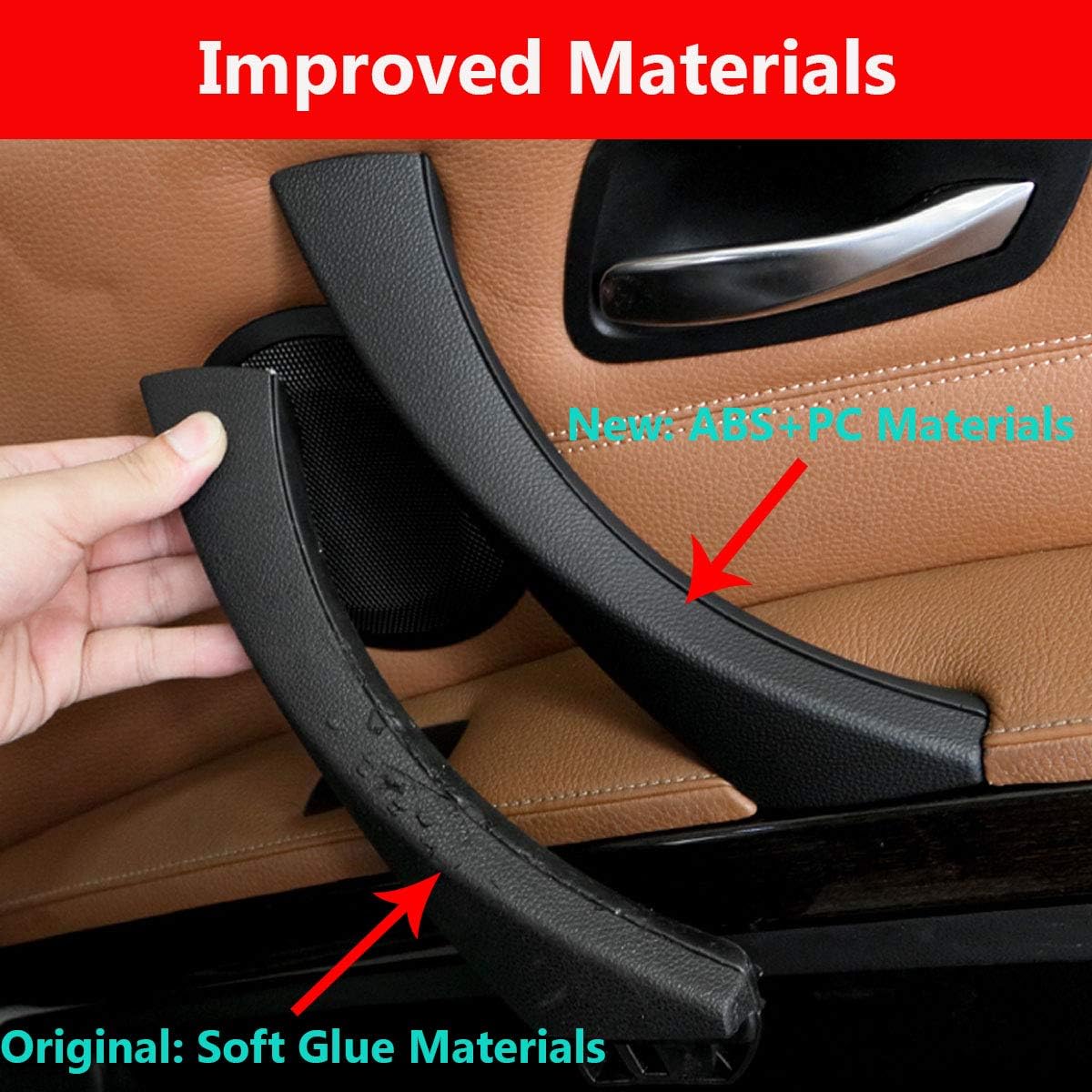 TTCR-II Compatible with BMW 3 Series Door Handle Covers 2006-2012, Completed Part 2 Pcs for E90 E91 Door Pull Handles Replacement Kit Fits 323 325 328 330 335 Sedan & Touring (Black, Right)