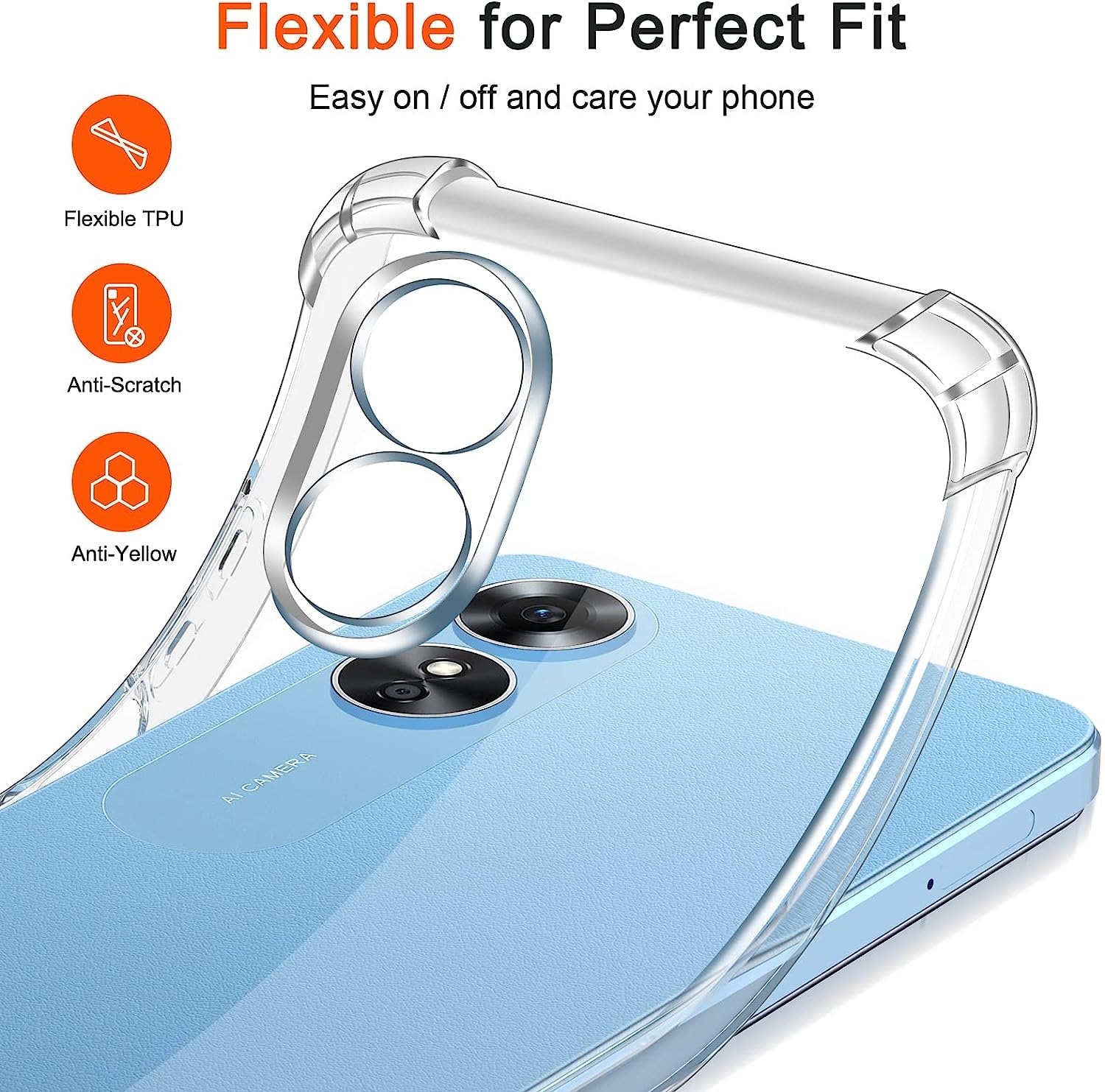 ISOI Funda Con Cuerda Para OPPO A17, Carcasa Transparente TPU