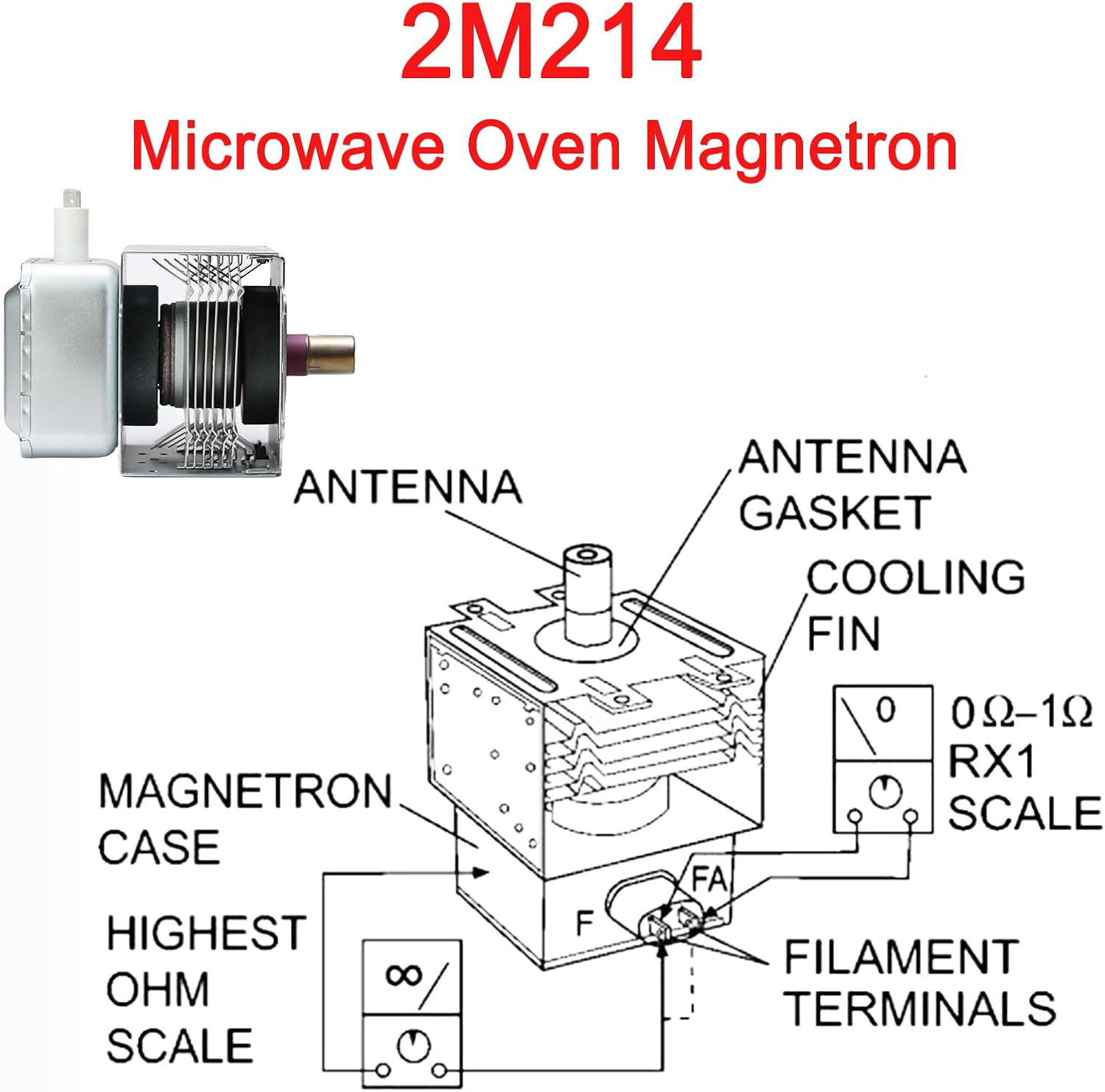2B71165R Microwave Oven Magnetron Compatible for LG 2B71165R, 2B71165L, 2B71165P, 2B71165R, PS3517729, 1156691, AP4437489 2M214 161GP Microwave Oven Magnetron