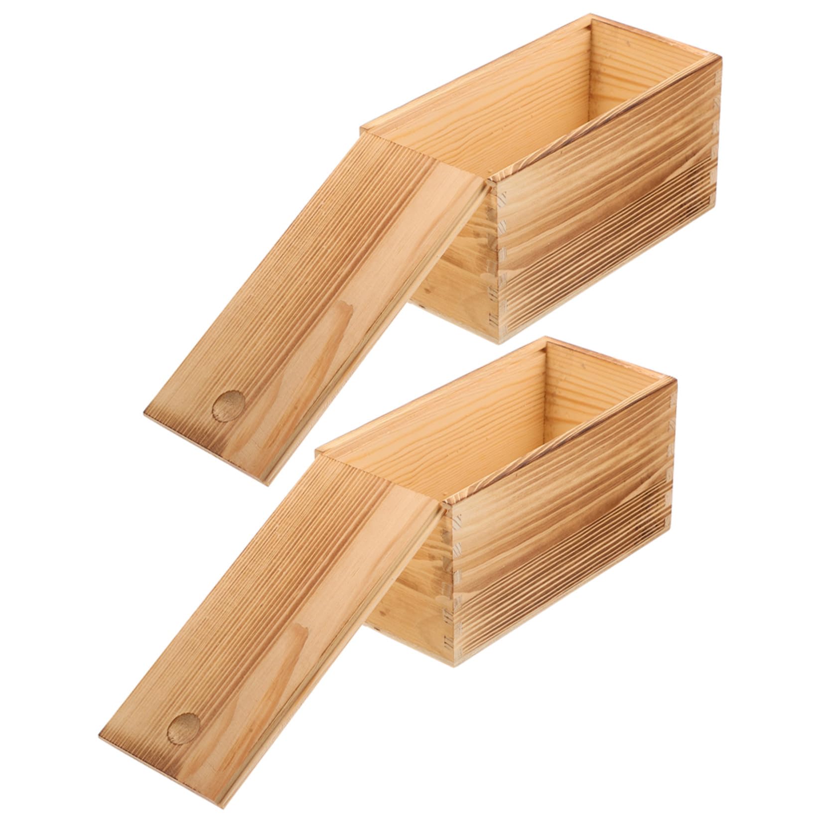 Boîtes de rangement en bois brûlé pour décorer une table de chevet