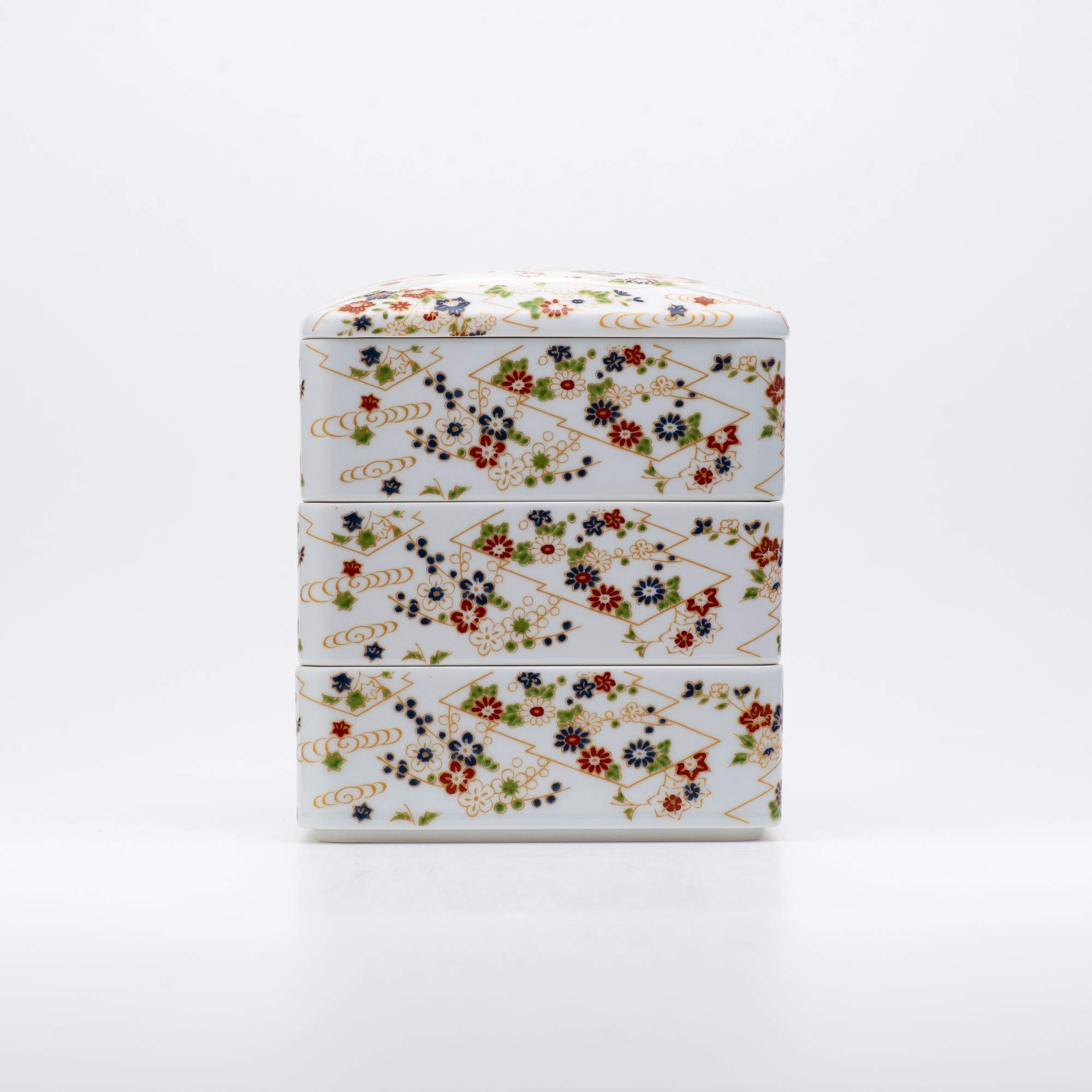 弥左ヱ門窯 有田焼 流水梅 三段重箱 共箱付 弥左ヱ門窯 有田焼 流水梅 三段重箱 共箱付 - メルカリ