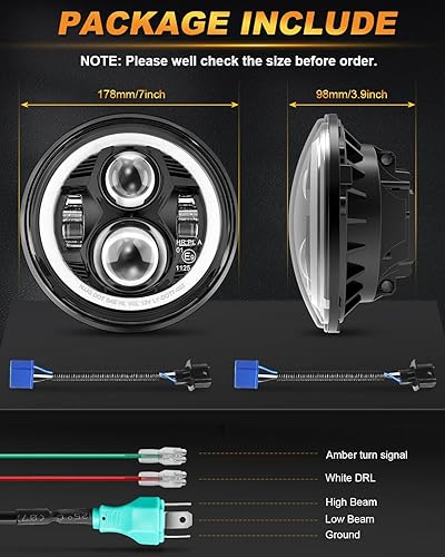 Miniatura 8 de MGLLIGHT Faros delanteros LED antideslumbrantes de 7 pulgadas redondos compatibles con Wrangler JK JKU TJ LJ DOT aprobado con señal de giro DRL