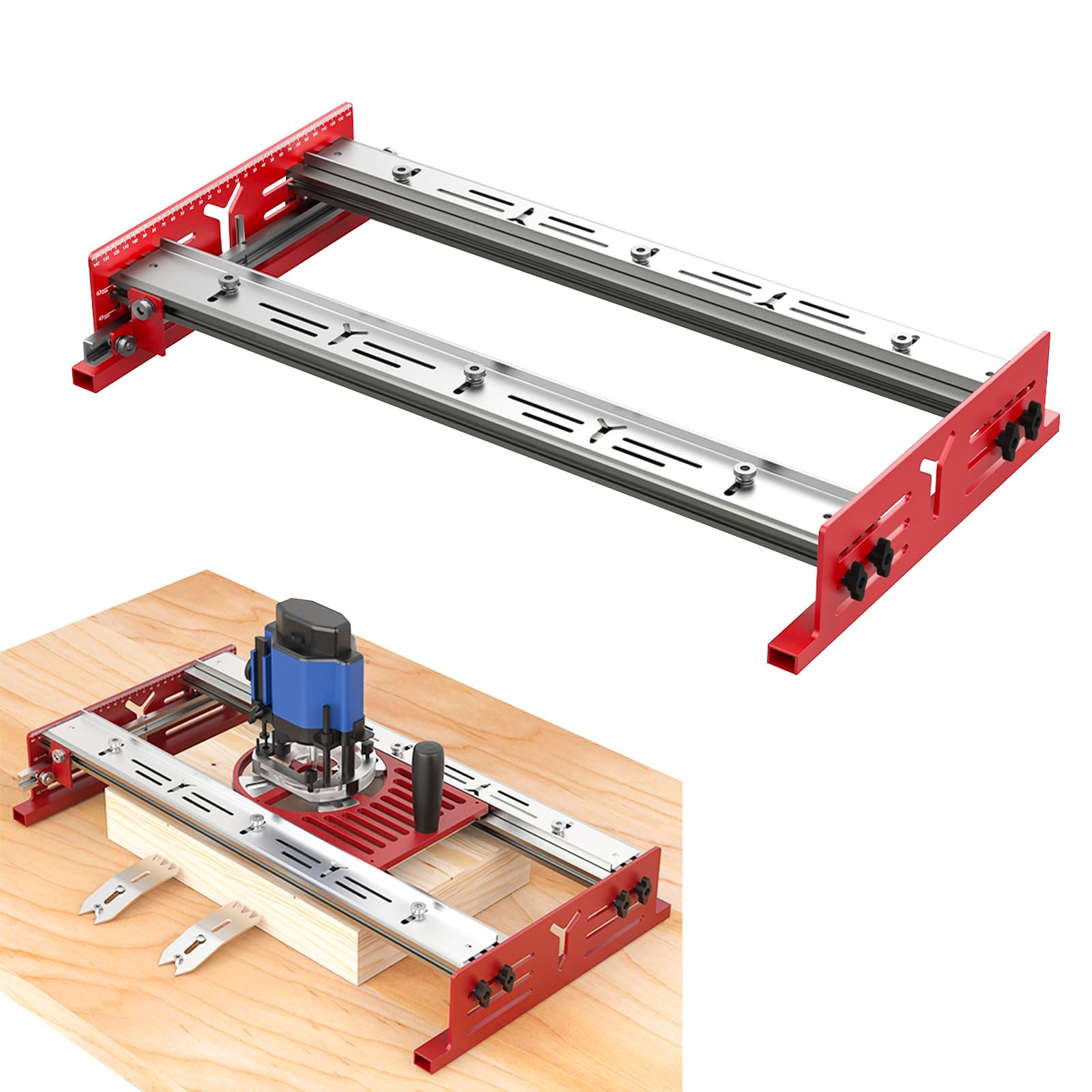 Rout-N-Plane - Fresadora de panel de sobremesa, aplanadora de losa, enrutador de plantilla de banco, tabla superior, capacidad de fresado, altura deslizante ajustable para aplanar y acabado de