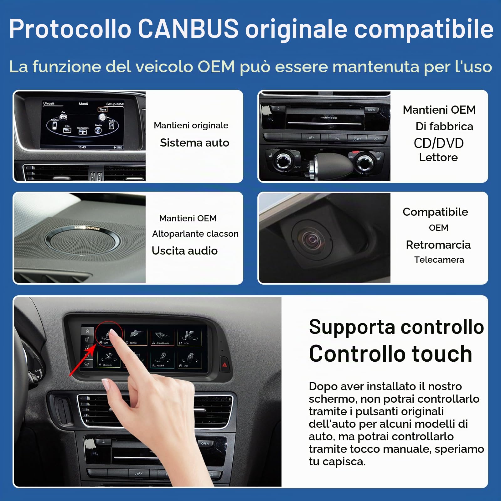 Road Top Autoradio CarPlay 8,9" per Audi Q5 con 3GMMI 2009-2017 | Schermo Touchscreen Linux HD IPS, CarPlay senza fili, Android Auto, MirrorLink, Navigazione, Autoradio Bluetooth