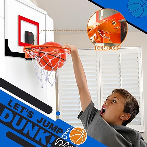 Miniatura 2 de TOY Life Aro de baloncesto para interiores con marcador para interiores, aro de baloncesto para niños, sobre la puerta, aro de baloncesto, mini aros