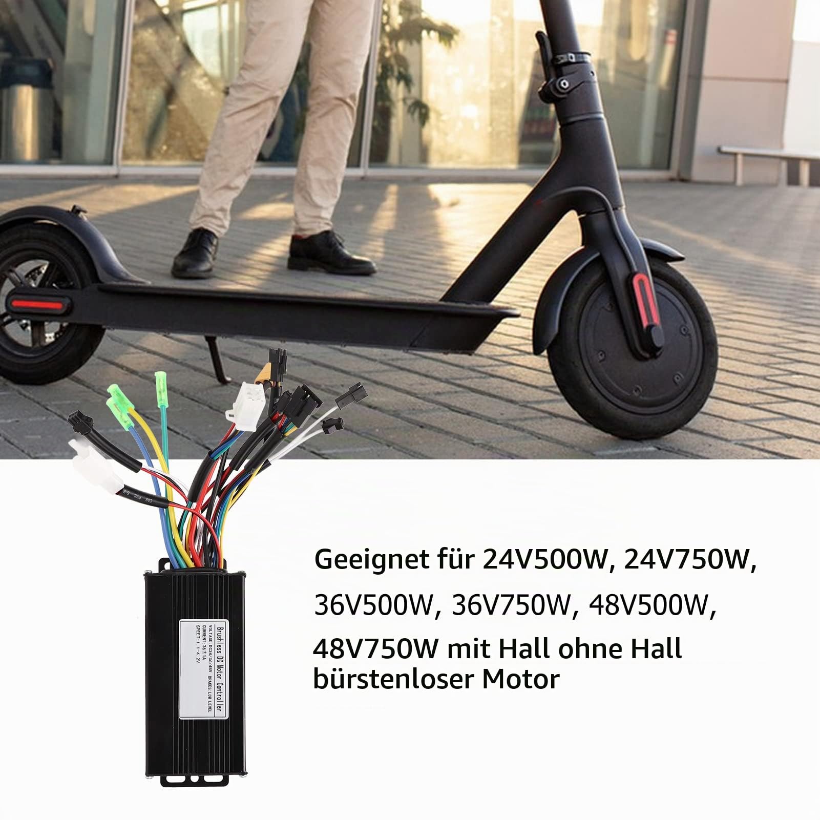 Elektrofahrrad-Controller, Leistungsstarker 3-Modus Brushless Motor Controller mit 24V 36V 48V 500W 750W Stabiler Sinuswellen-Regelung für Pendler, Freizeitradler und Offroad-Touren