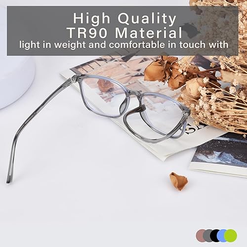 Miniatura 10 de FONHCOO Lentes con bloqueo de luz azul TR90 para mujeres y hombres, con marco transparente a la moda, antirreflejos, antirreflejos, para computadora
