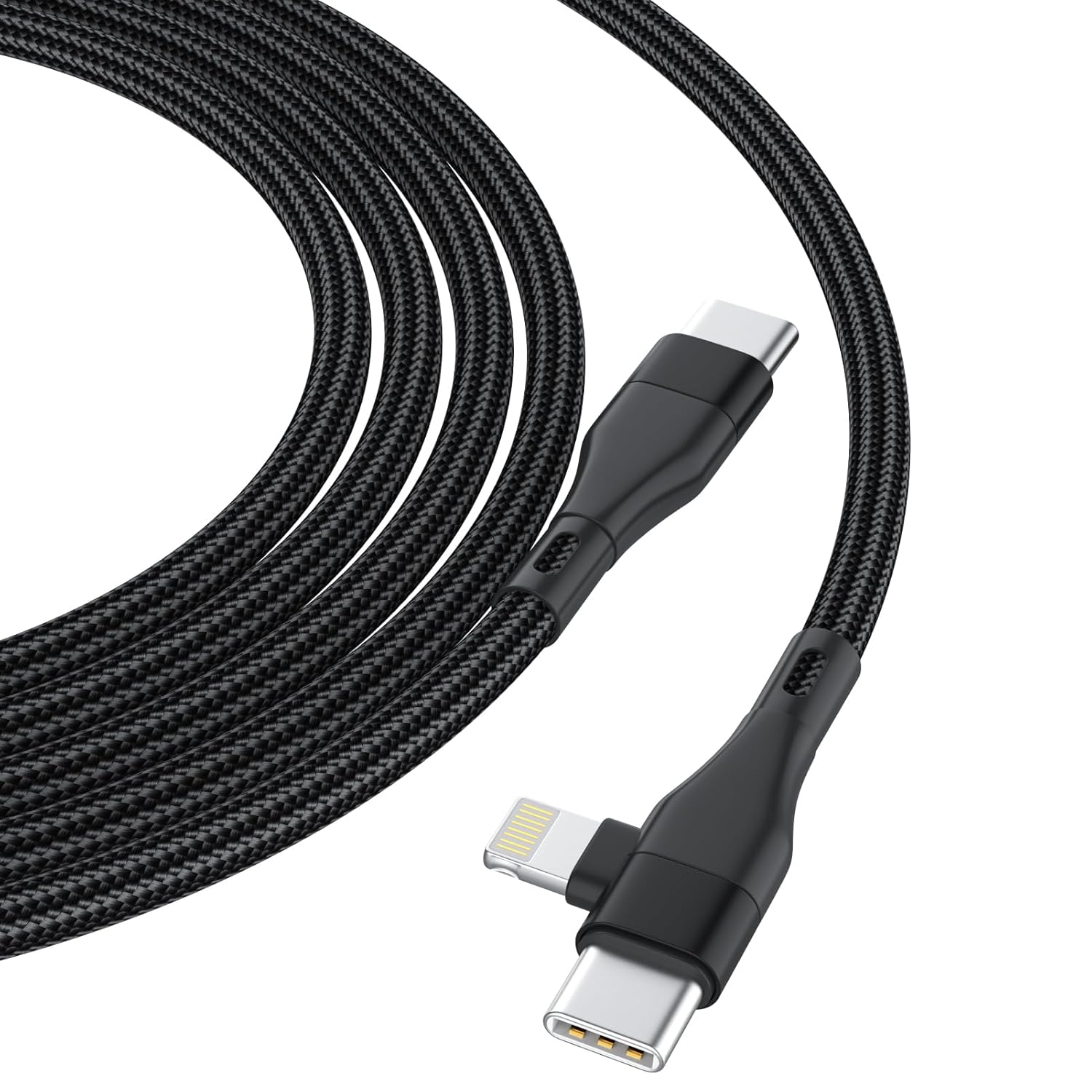 ANDNOVA USB C and Lightning Cable 2 in 1, 90 Degree Right Angle