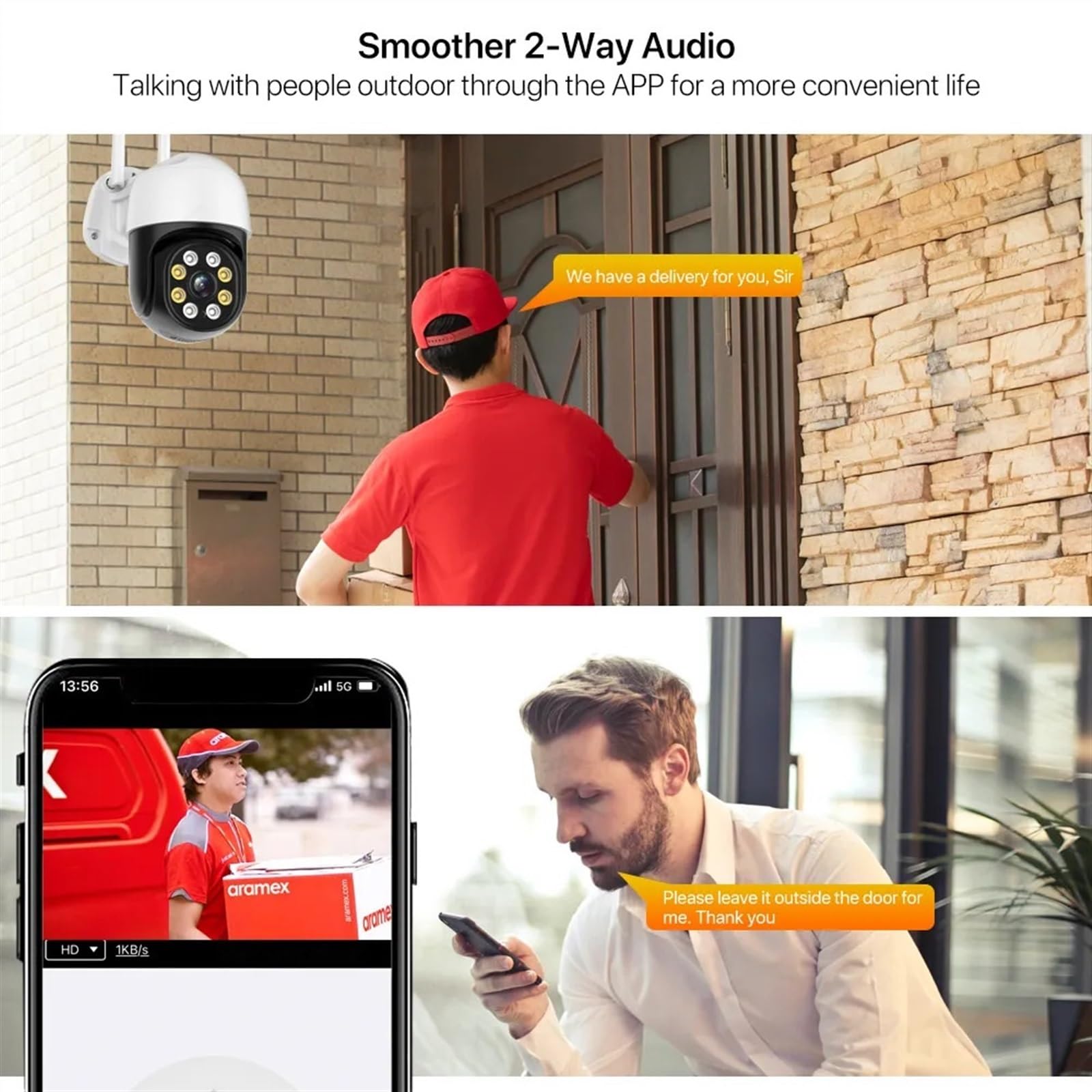 Kamera bezpieczeństwa, Bezprzewodowa kamera IP 4K 8MP HD bezpieczeństwa Zewnętrzna PTZ z automatycznym śledzeniem H.265 5MP 1080P Nadzór wideo P2P(5MP No SD Card)