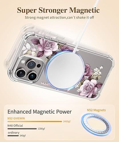 Miniatura 3 de GVIEWIN Funda magnética para iPhone 15 Pro Max con protector de pantalla + protector de cámara, compatible con MagSafe protección contra caídas de