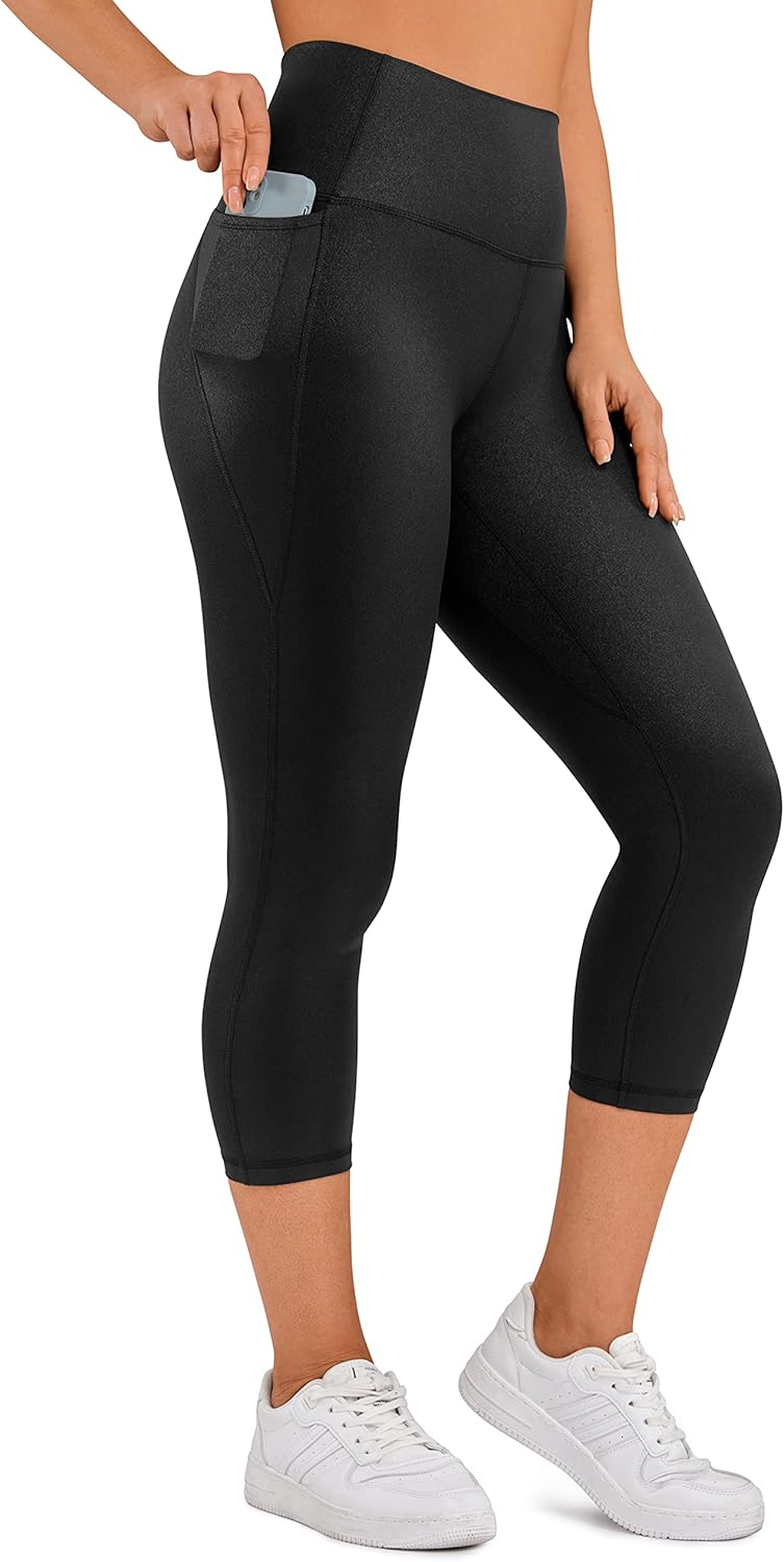 CRZ YOGA Butterluxe Workout Capri Leggings Pockets 21" - High Waisted Gym Athletic Womens Crop Yoga