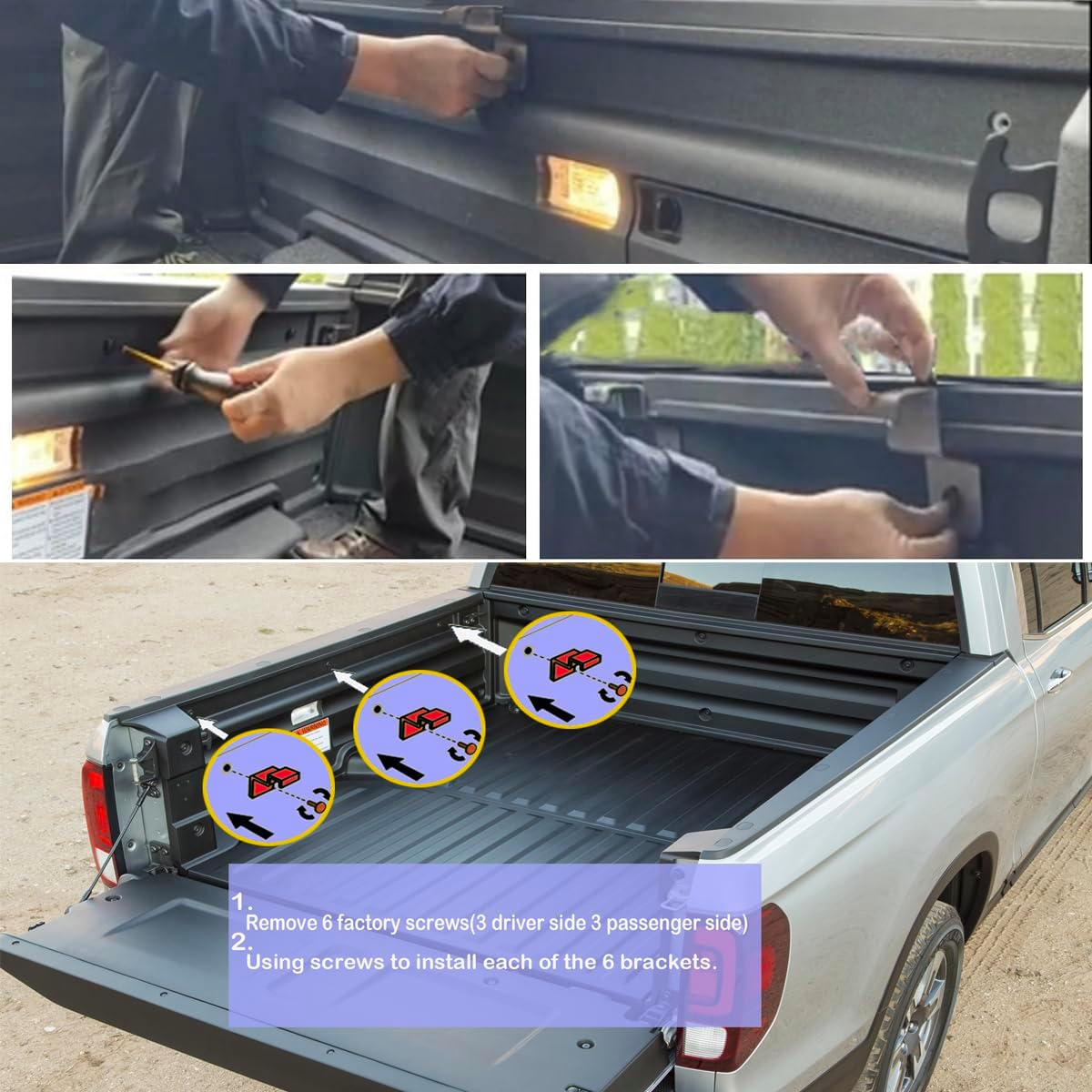 5ft Hard Folding Tonneau Cover for Honda Ridgeline Truck Bed Covers 64'' Bed 2017 2018 2019 2020 2021 2022 2023 2024 2025 2026 Tri Fold Style 5 FT (NOT for Track Sys. & Roll Bar)